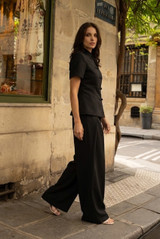Tailored Mandarin Short Sleeve Blouse