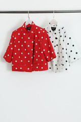 Polka Dot Short Sleeve Wrap Over Blazer 