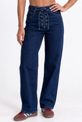 Lace Up Denim Jeans