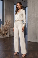 Beige Mid Rise Dad Fit Jeans