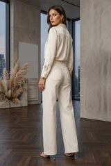 Beige Mid Rise Dad Fit Jeans