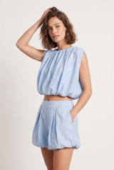 Balloon Hem Crop Top And Shorts Set