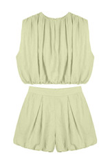 Balloon Hem Crop Top And Shorts Set