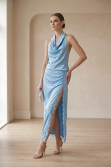 Satin Side Slit Maxi Skirt