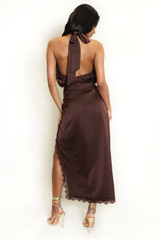 Satin Side Slit Maxi Skirt