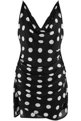 Cowl Neck Polka Dots Mini Dress