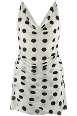 Cowl Neck Polka Dots Mini Dress