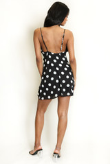 Cowl Neck Polka Dots Mini Dress