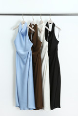 Satin Cowl Neck Midi Dress 