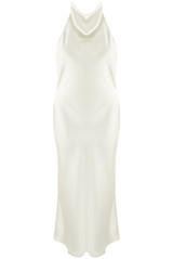Satin Cowl Neck Midi Dress 