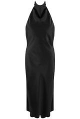 Satin Cowl Neck Midi Dress 