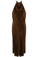 Satin Cowl Neck Midi Dress 