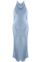 Satin Cowl Neck Midi Dress 