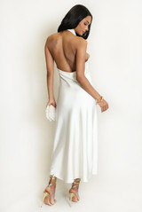 Satin Cowl Neck Midi Dress 