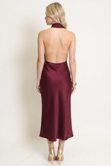 Satin Cowl Neck Midi Dress 