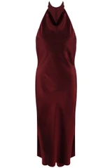 Satin Cowl Neck Midi Dress 