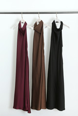Satin Cowl Neck Midi Dress 