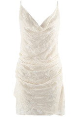 Cowl Neck Floral Beaded Mini Dress