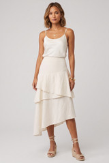 Tiered Asymmetrical Midi Skirt