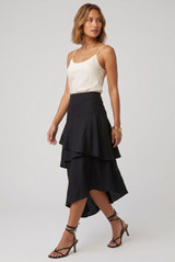 Tiered Asymmetrical Midi Skirt