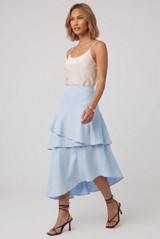 Tiered Asymmetrical Midi Skirt