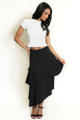 Tiered Asymmetrical Midi Skirt