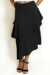 Tiered Asymmetrical Midi Skirt