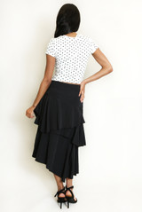 Tiered Asymmetrical Midi Skirt
