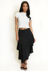 Tiered Asymmetrical Midi Skirt