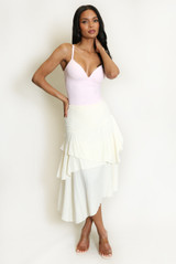 Tiered Asymmetrical Midi Skirt