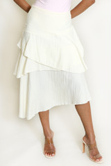 Tiered Asymmetrical Midi Skirt