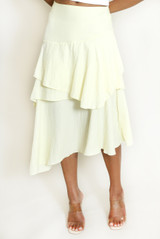 Tiered Asymmetrical Midi Skirt