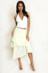 Tiered Asymmetrical Midi Skirt