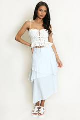 Tiered Asymmetrical Midi Skirt