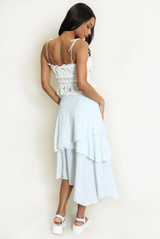 Tiered Asymmetrical Midi Skirt