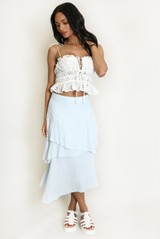 Tiered Asymmetrical Midi Skirt