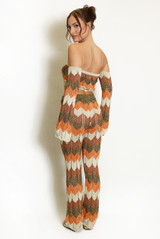 Zig Zag Crochet Knit Crop Top and Trouser Set