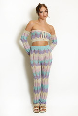 Zig Zag Crochet Knit Crop Top and Trouser Set