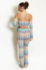 Zig Zag Crochet Knit Crop Top and Trouser Set