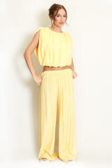 Balloon Hem Crop Top and Trouser Set