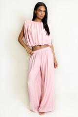 Balloon Hem Crop Top and Trouser Set