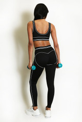 Contrast Piping Sports Bra And Legging Set - New Ratio