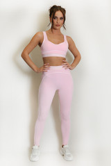 Contrast Piping Sports Bra And Legging Set - New Ratio