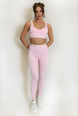 Contrast Piping Sports Bra And Legging Set - New Ratio