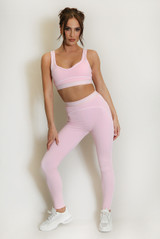 Contrast Piping Sports Bra And Legging Set - New Ratio
