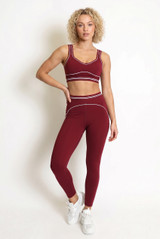 Contrast Piping Sports Bra And Legging Set - New Ratio