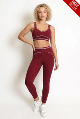 Contrast Piping Sports Bra And Legging Set - New Ratio
