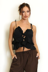Ruffle Tie Crop Top