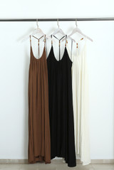 Crinkle Beaded Halter Maxi Dress