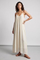 Crinkle Beaded Halter Maxi Dress